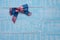 America ribbon on blue wood background