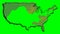 America United States drawing colored map green screen isolated