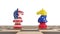 America and Venezuela conflict. Chess concept on white background. 3d illustration