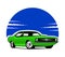 American 70s customized muscle car. Vector isolated, separated layers, quick repaint