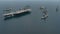American Aircraft Carrier with destroyers and a cruiser in the Pacific Ocean towards North KoreaÃ¬