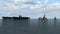 American Aircraft Carrier with destroyers and a cruiser in the Pacific Ocean towards North KoreaÃ¬