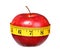 American apple with measuring tape lose weight isolated