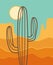 American Arizona desert poster. Vector desert landscape illustration with cactus, mountains and sun