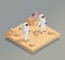 American Astronauts Isometric Composition