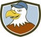 American Bald Eagle Head Smiling Shield Cartoon