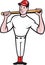 American Baseball Player Batting Cartoon