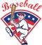 American Baseball Player Batting Cartoon