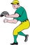 American Baseball Player OutFielder Throwing Ball Cartoon