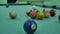 American billiards pool 8 on a table breakdown of a pyramid beginning of the game sport lifestyle