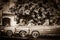 American Buick and Mercury Cabriolet classic cars lined up before the Gran Teatro in Havana Cub