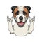 American Bulldog dog. Horns, Rock gesture. Dog portrait. American bulldog portrait. Vector.