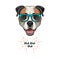 American Bulldog nerd. Smart glasses. Dog geek. Vector.