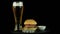 American burger with chiken and beer