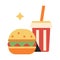 American Burger and Cup Icon in Flat Designs