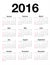 American Calendar for 2016