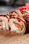 American canada sushi rolls with unagi and salmon