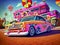 American car in retro painting 50\'s flashy colors