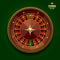 American casino roulette wheel on dark green background