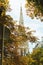 American cathedral in Paris around trees