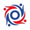 American Charity Logo on Letter O Sign. Unite Teamwork Foundation icon Organization Care Logo