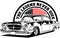 AMERICAN CLASSIC AND MUSCLE CARS LOGO CADILLAC WITH AMERICAN FLAG