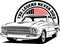 AMERICAN CLASSIC AND MUSCLE CARS LOGO FORD FALCON WITH AMERICAN FLAG