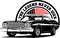 AMERICAN CLASSIC AND MUSCLE CARS LOGO FORD GRAN TORINO WITH AMERICAN FLAG