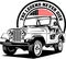 AMERICAN CLASSIC AND MUSCLE CARS LOGO JEEP WITH AMERICAN FLAG