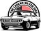 AMERICAN CLASSIC AND MUSCLE CARS LOGO PONTIAC FIREBIRD WITH AMERICAN FLAG