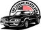 AMERICAN CLASSIC AND MUSCLE CARS LOGO PONTIAC FIREBIRD WITH AMERICAN FLAG