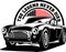 AMERICAN CLASSIC MUSCLE CARS LOGO OF SHELBY COBRA WITH AMERICAN FLAG