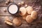 American cookies Snickerdoodle and coffee with milk. horizontal