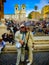 American couple exploring the spanish steps in Rome, Italy