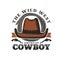 American cowboy hat icon, Wild West and western