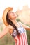 American cowgirl woman free and happy