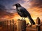 American Crow perched  Made With Generative AI illustration