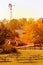 American dairy farm and barns in autumn season