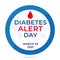 American Diabetes Alert Day banner or flyer with diabetes symbol - blue round frame. Celebrate annual on Fourth Tuesday