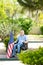 American disabled man in wheelchair