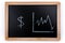 American dollars value diagram on a blackboard on white background