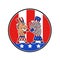 American Donkey and Elephant Boxing USA Flag Doodle