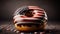 American donut. Topping, icing in the shape of the flag of the United States. Illustration with moody studio lighting.