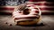 American donut. Topping, icing in the shape of the flag of the United States. Illustration with moody studio lighting.