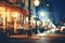 American downtown street view at night, neural network generated image