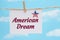 American Dream white greeting card over blue sky