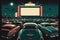 American drive-in with cars lined up in several rows, created with Generative AI technology