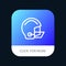 American, Equipment, Football, Helmet, Protective Mobile App Button. Android and IOS Line Version