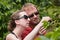 American and European couple on coffee plantation