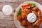 American fast food: buffalo wings and beer closeup horizontal to